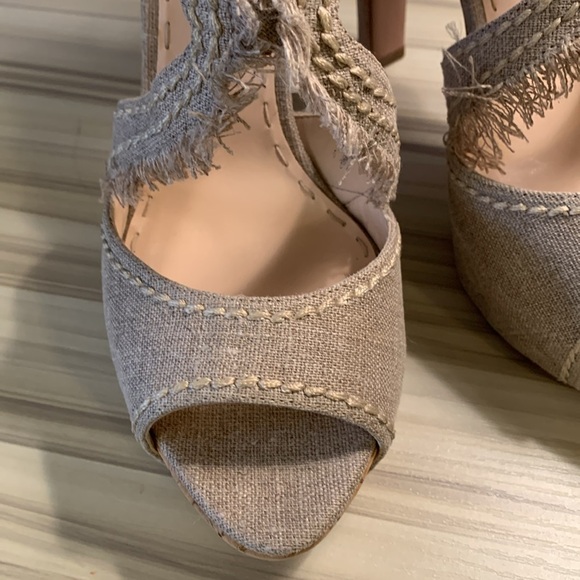 Prada Biege Knit Platform Sandals with buckle closure and cork platform - Picture 2 of 12